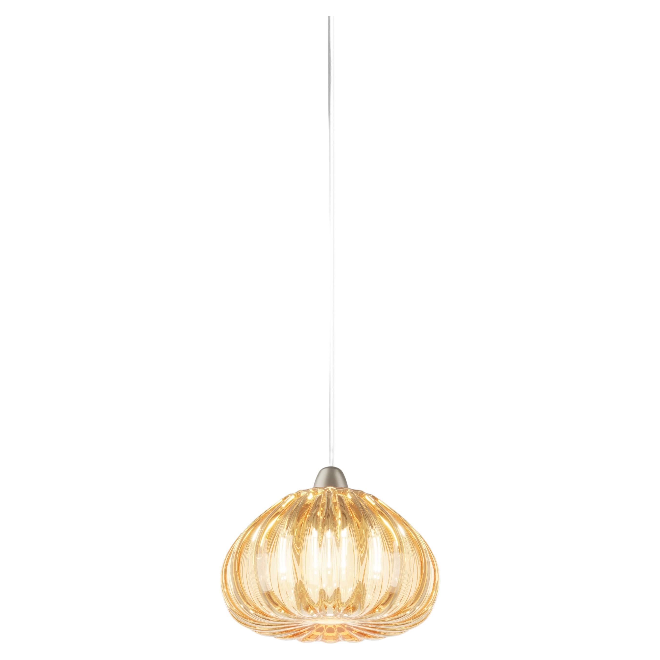 Vistosi Diamante Pendant Light P in Amber Glass Finish by Barbara Maggiolo