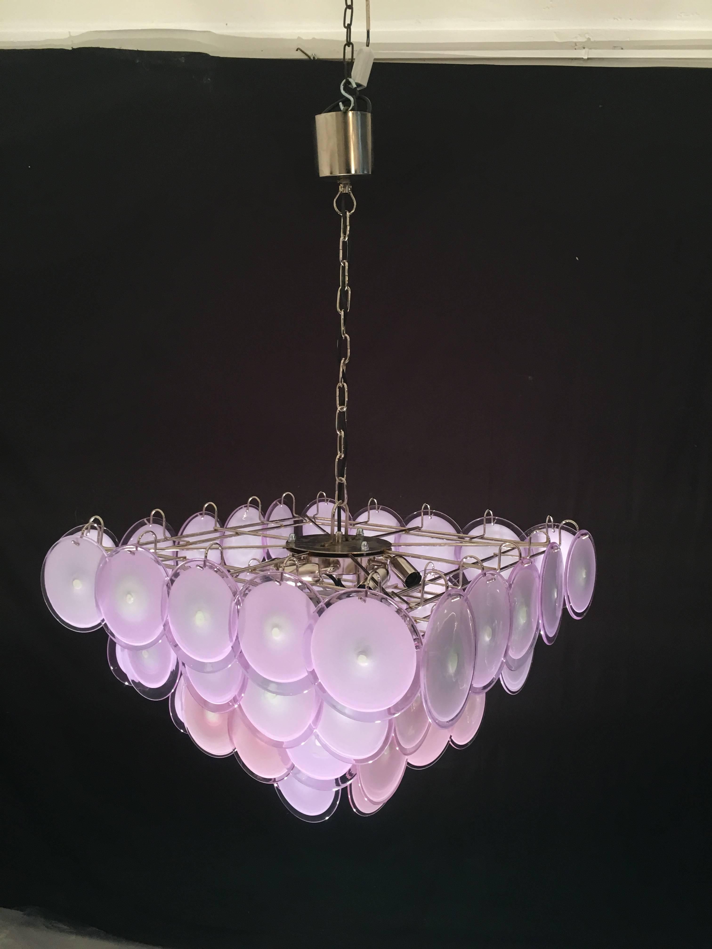 Vistosi Disc Murano Chandelier, 1970s For Sale 1