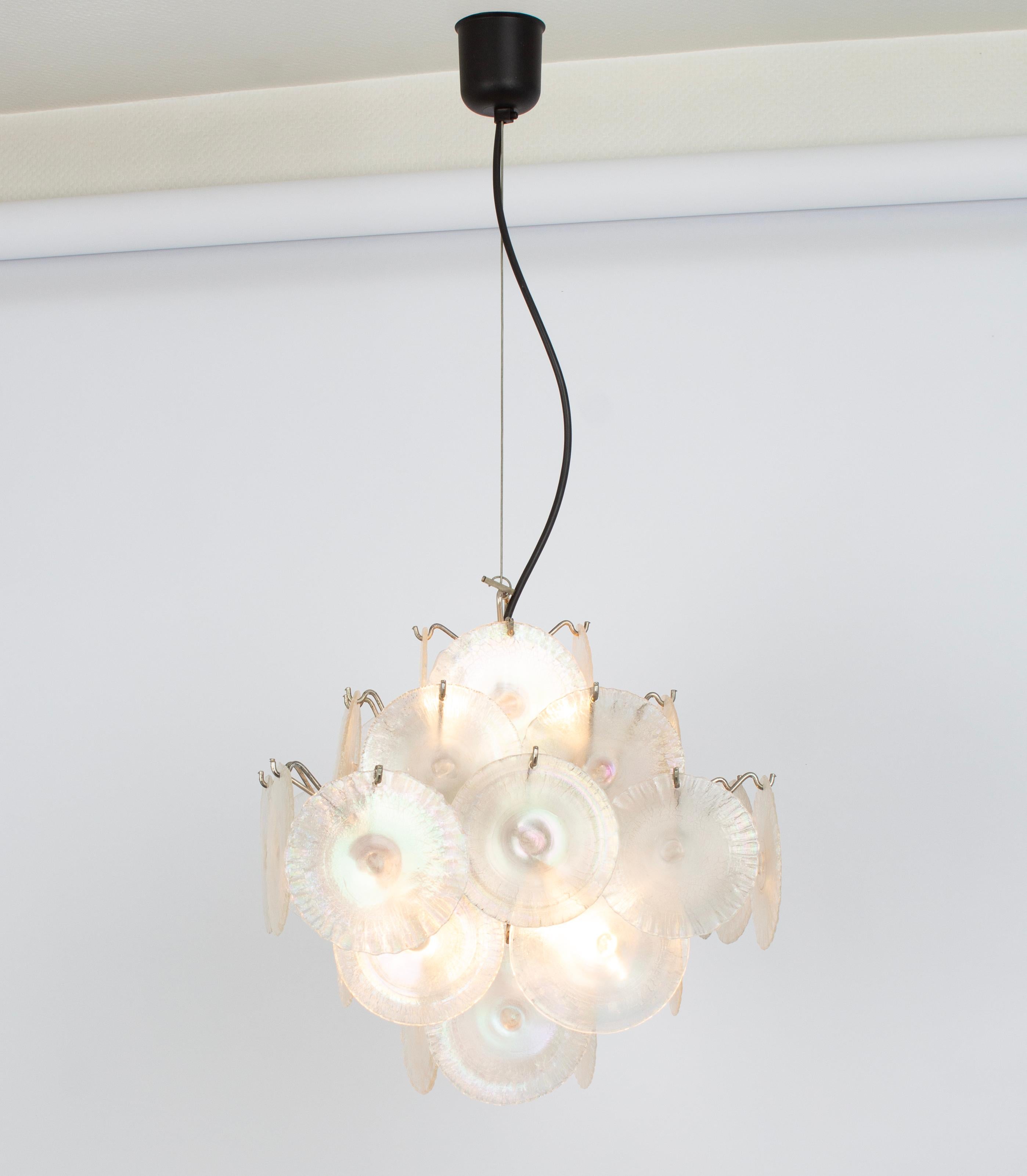 Vistosi Disc Lustre en verre de Murano par Mazzega , Italie, années 1960 en vente 3