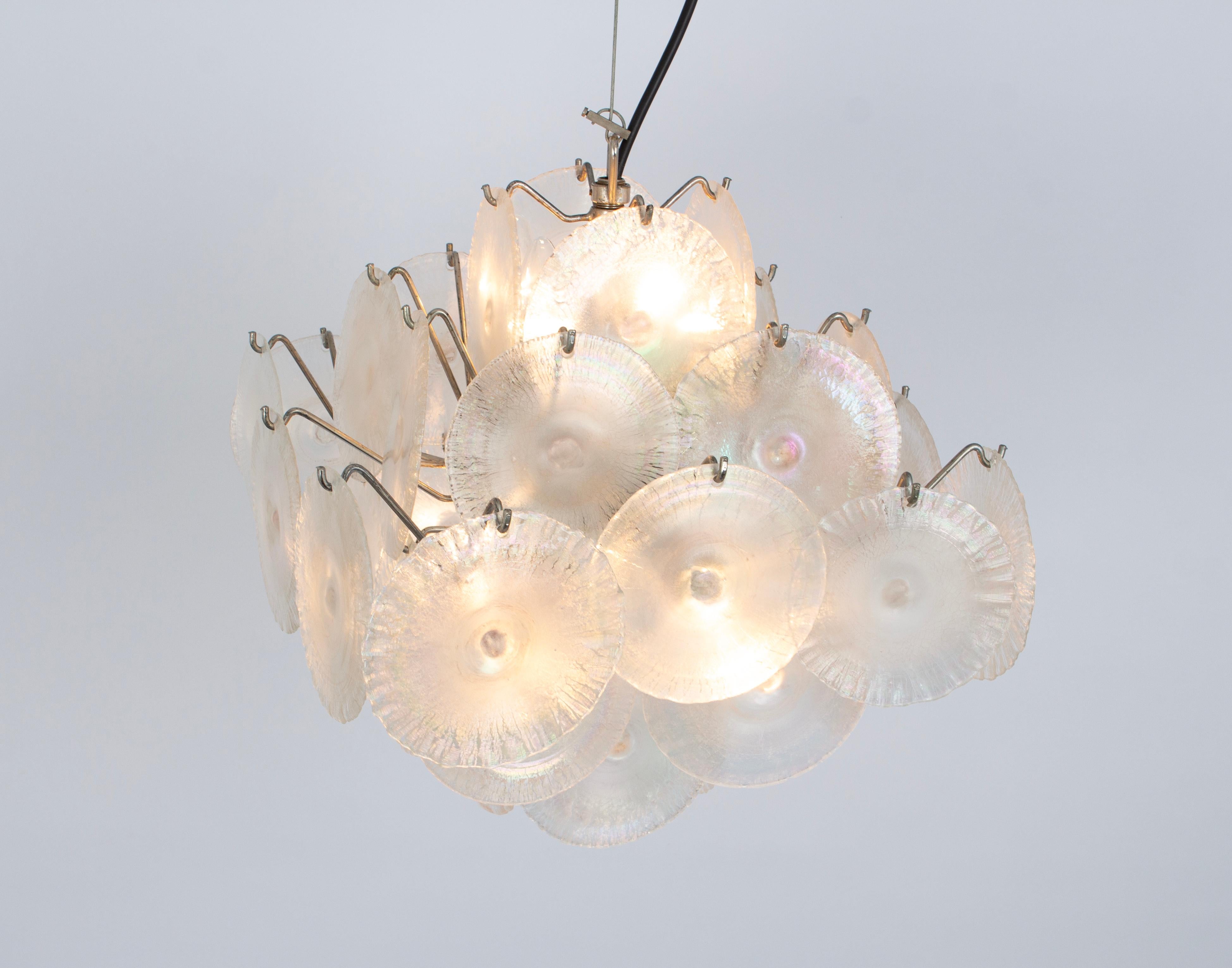 Vistosi Disc Lustre en verre de Murano par Mazzega , Italie, années 1960 en vente 5