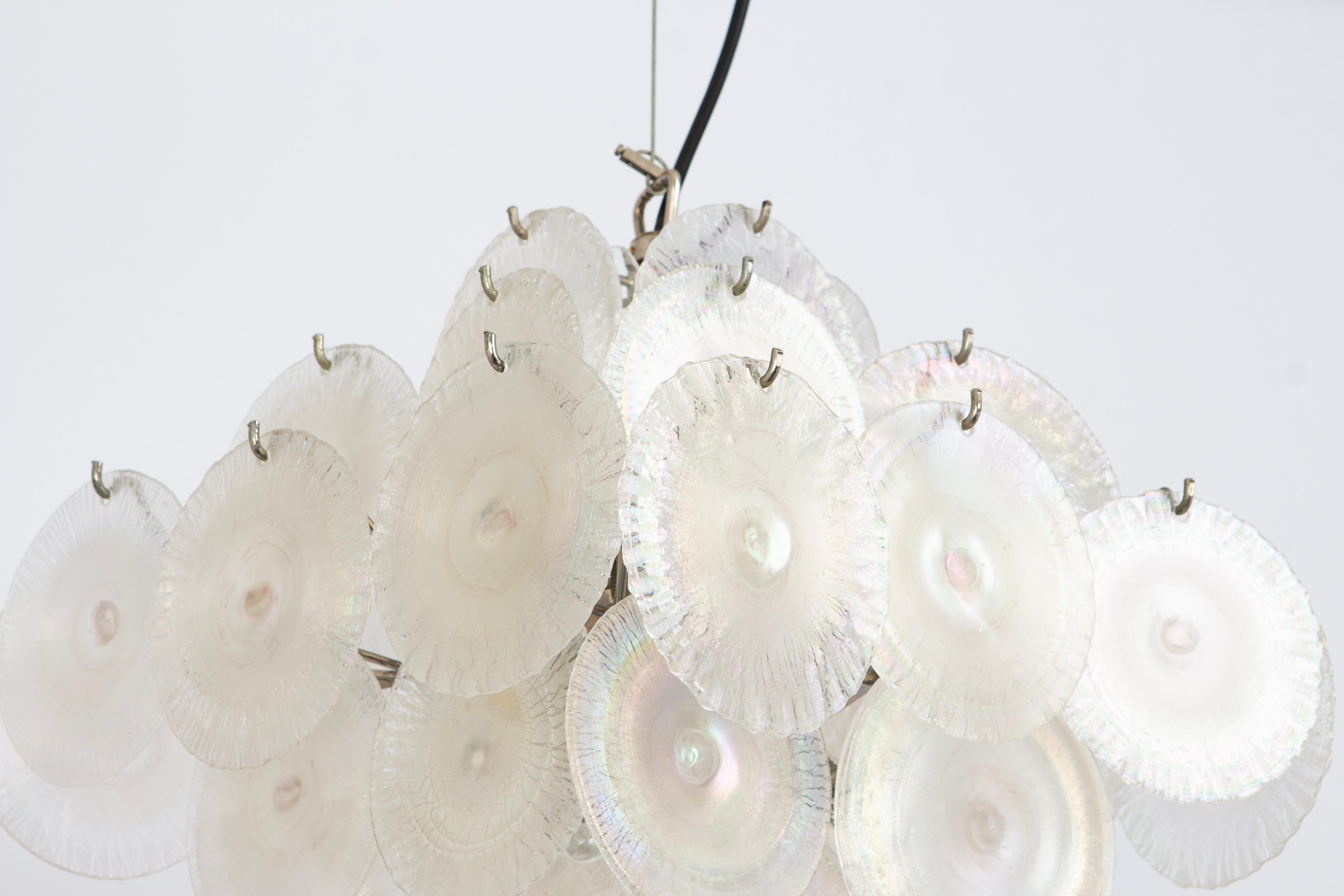Mid-Century Modern Vistosi Disc Lustre en verre de Murano par Mazzega , Italie, années 1960 en vente
