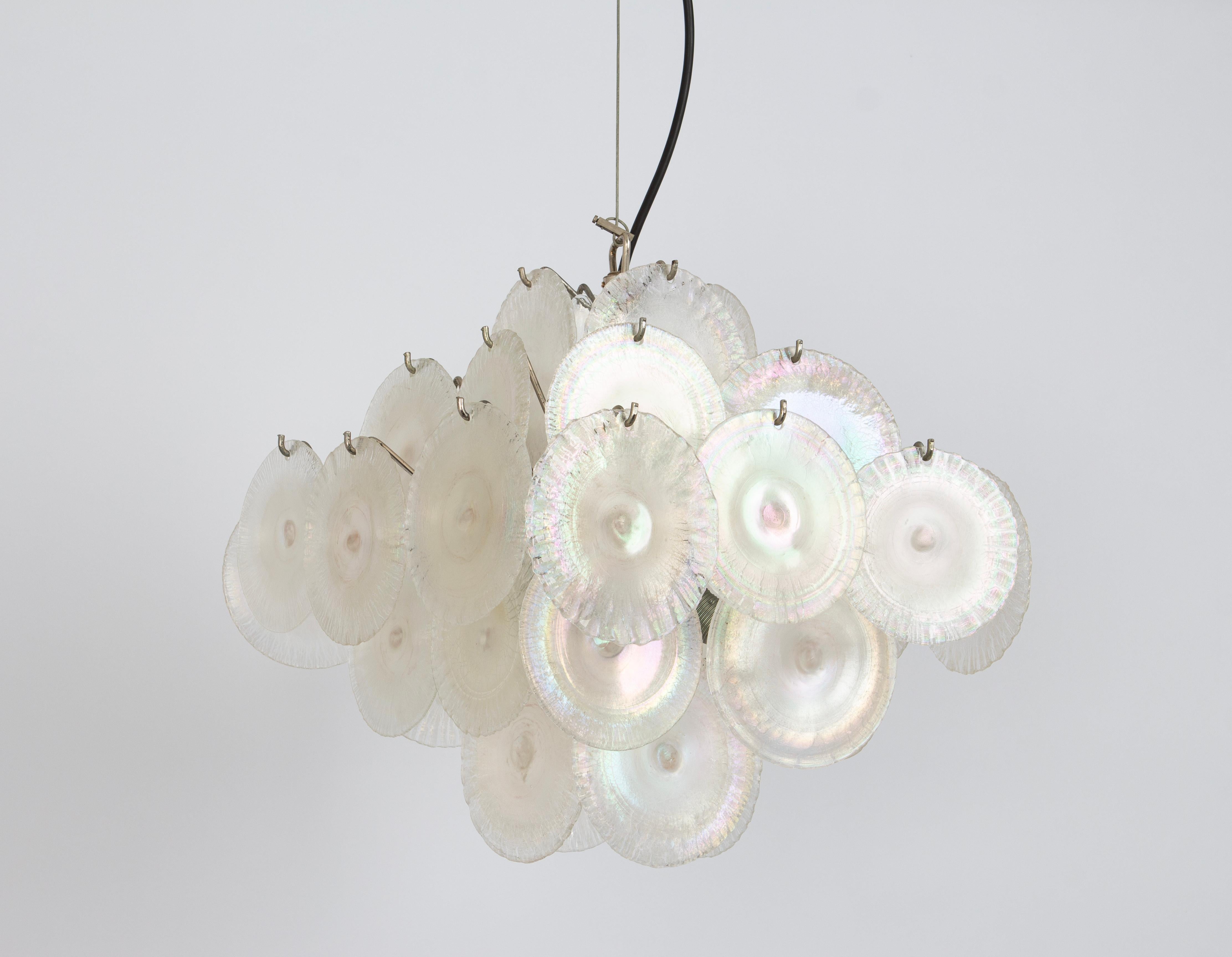 Milieu du XXe siècle Vistosi Disc Lustre en verre de Murano par Mazzega , Italie, années 1960 en vente