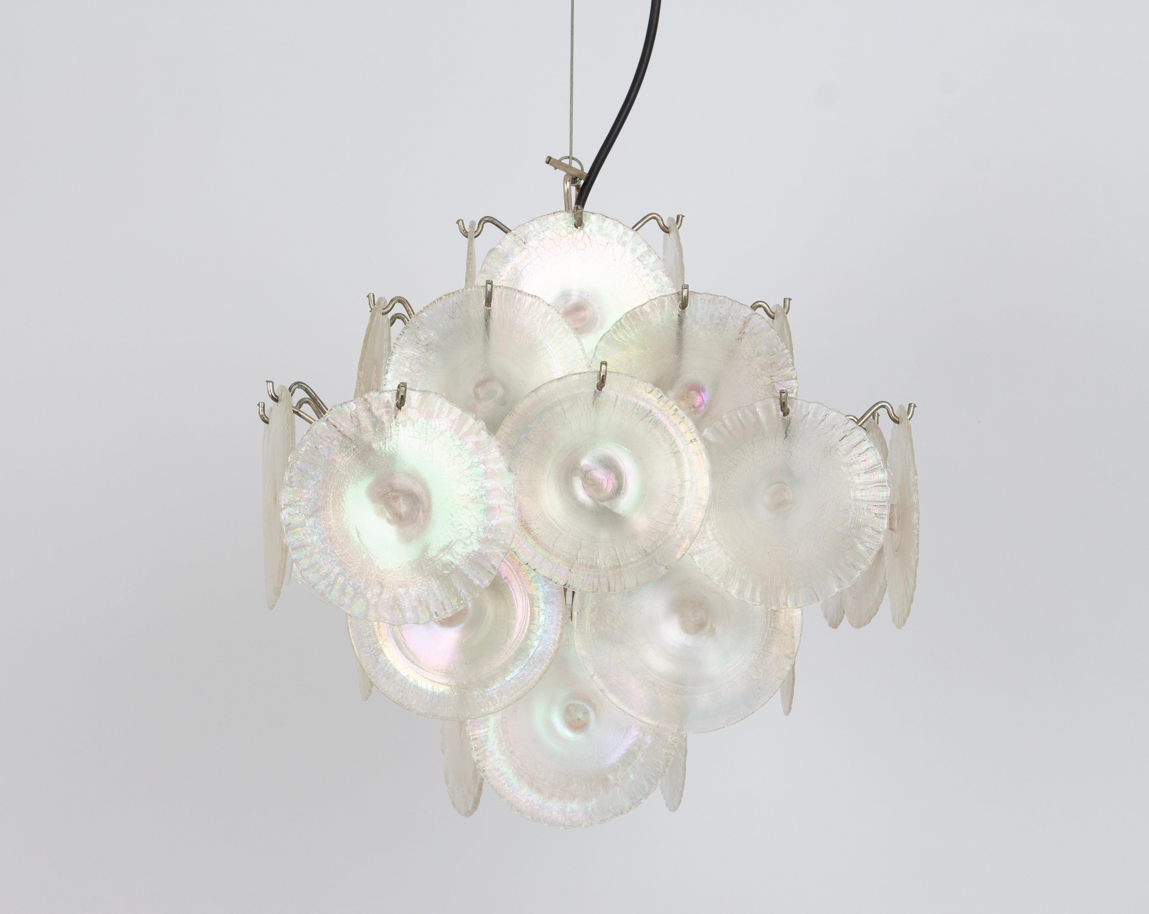 Métal Vistosi Disc Lustre en verre de Murano par Mazzega , Italie, années 1960 en vente
