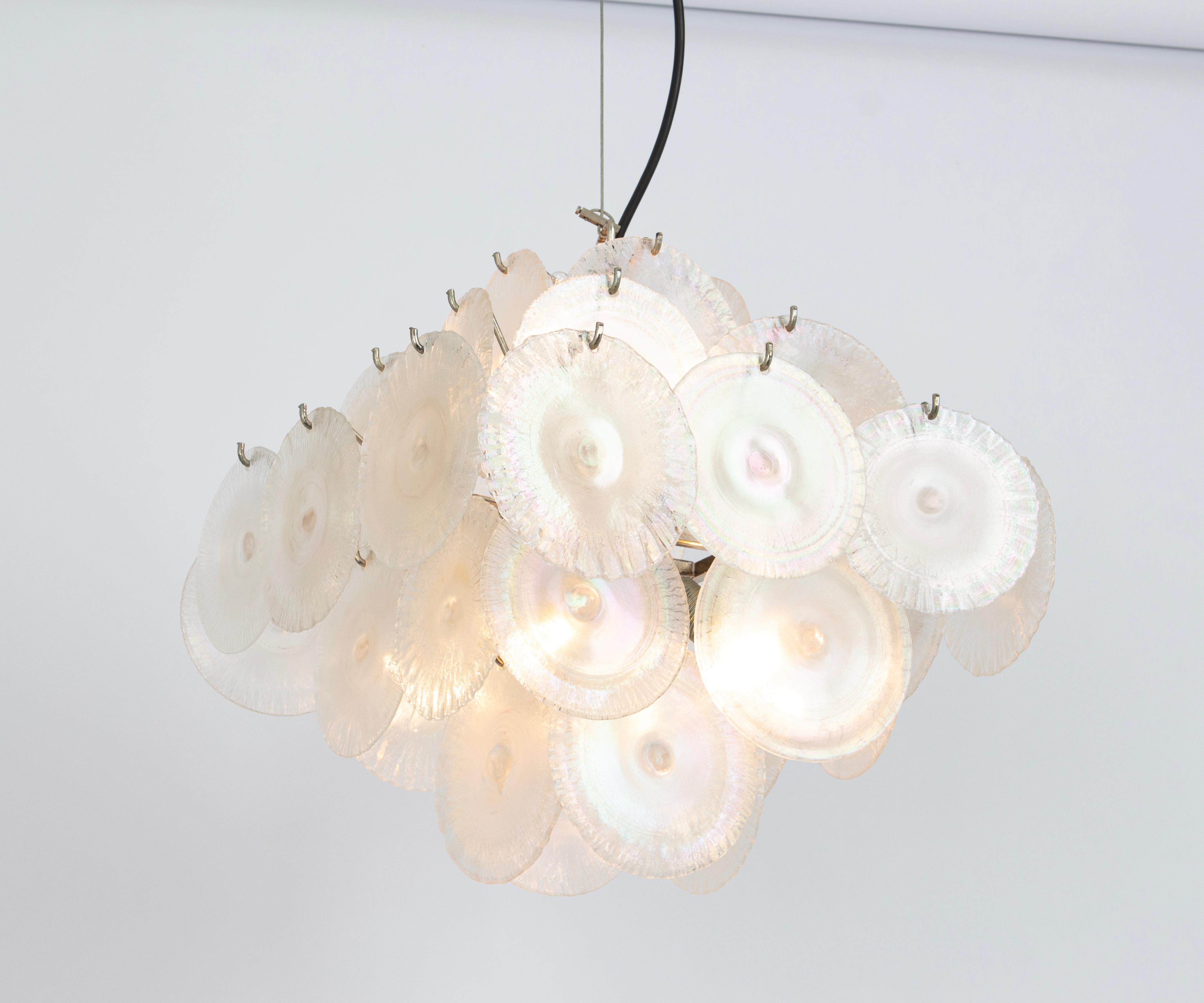Vistosi Disc Lustre en verre de Murano par Mazzega , Italie, années 1960 en vente 2
