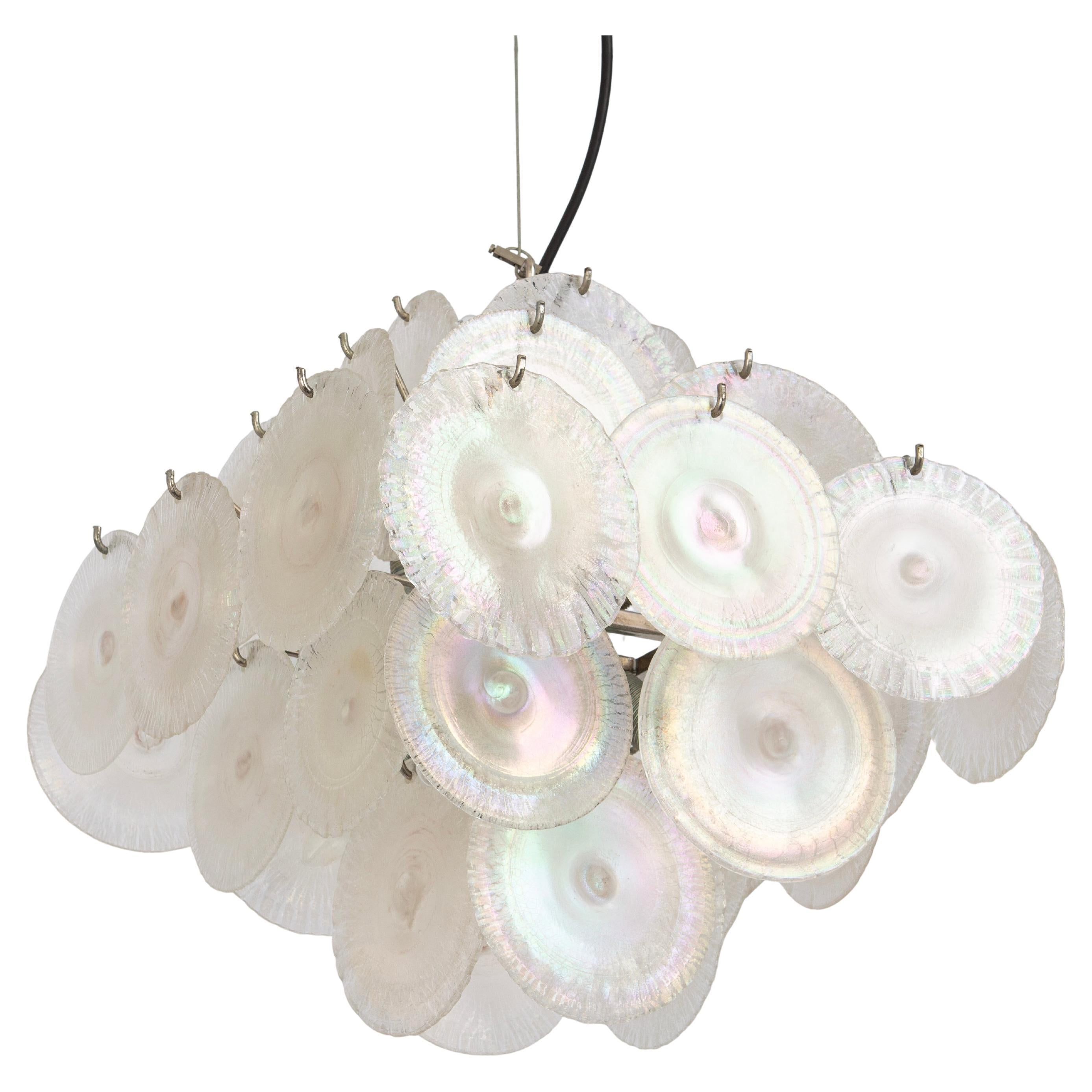 Lampadario a disco Vistosi in vetro di Murano di Mazzega , Italia, anni '60