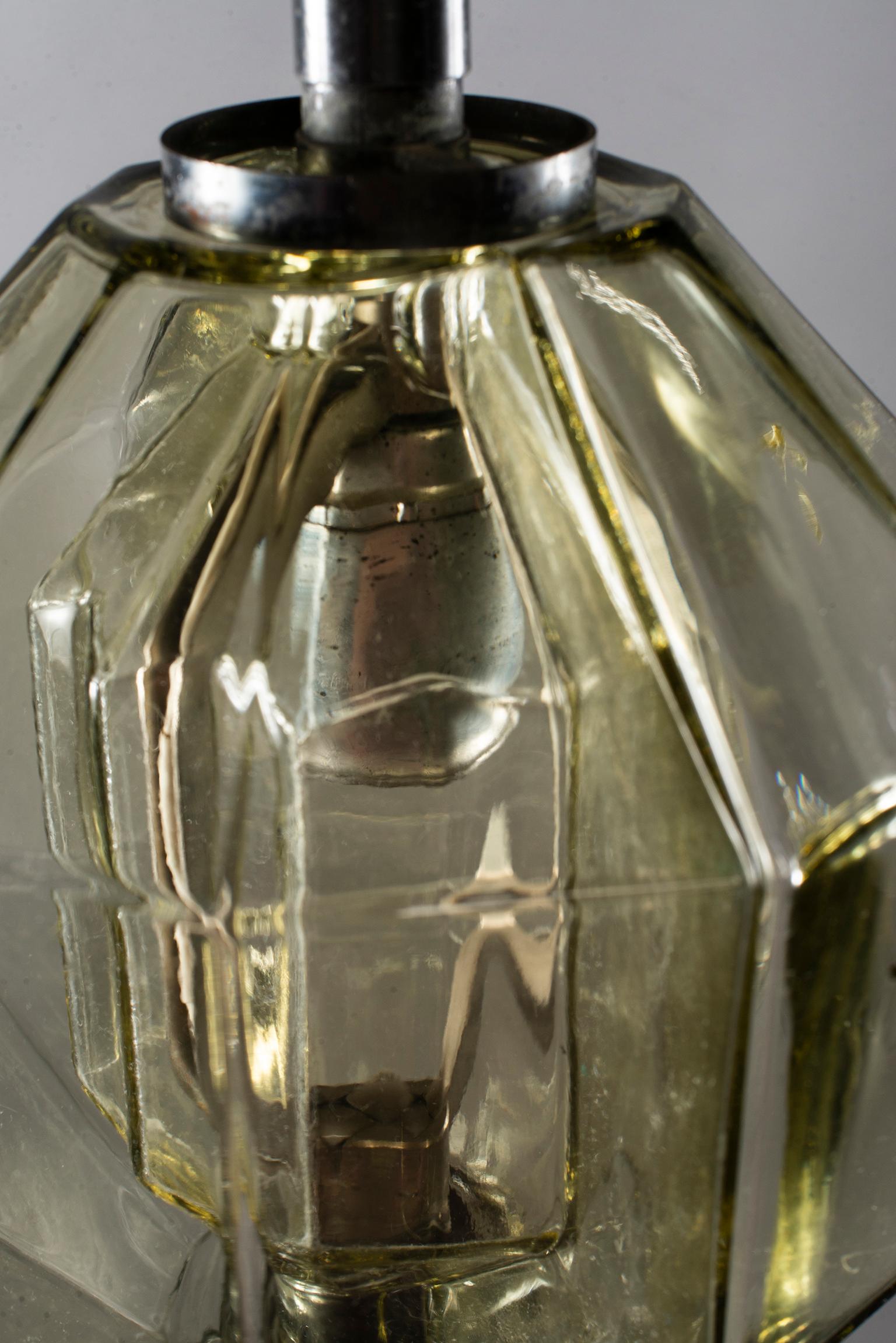 Italian Vistosi Double Vessel Amber Glass Lantern