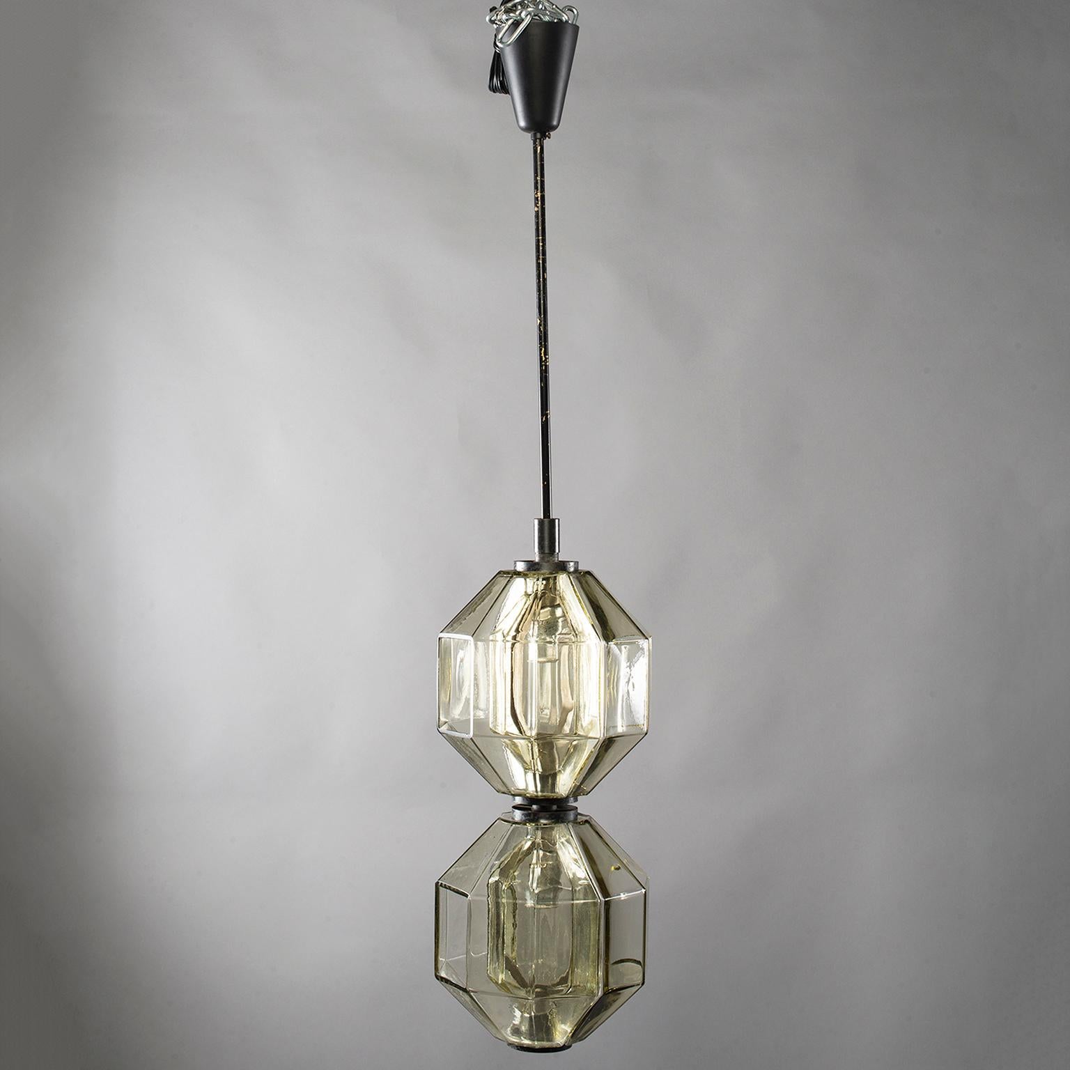 Vistosi Double Vessel Amber Glass Lantern In Excellent Condition In Troy, MI