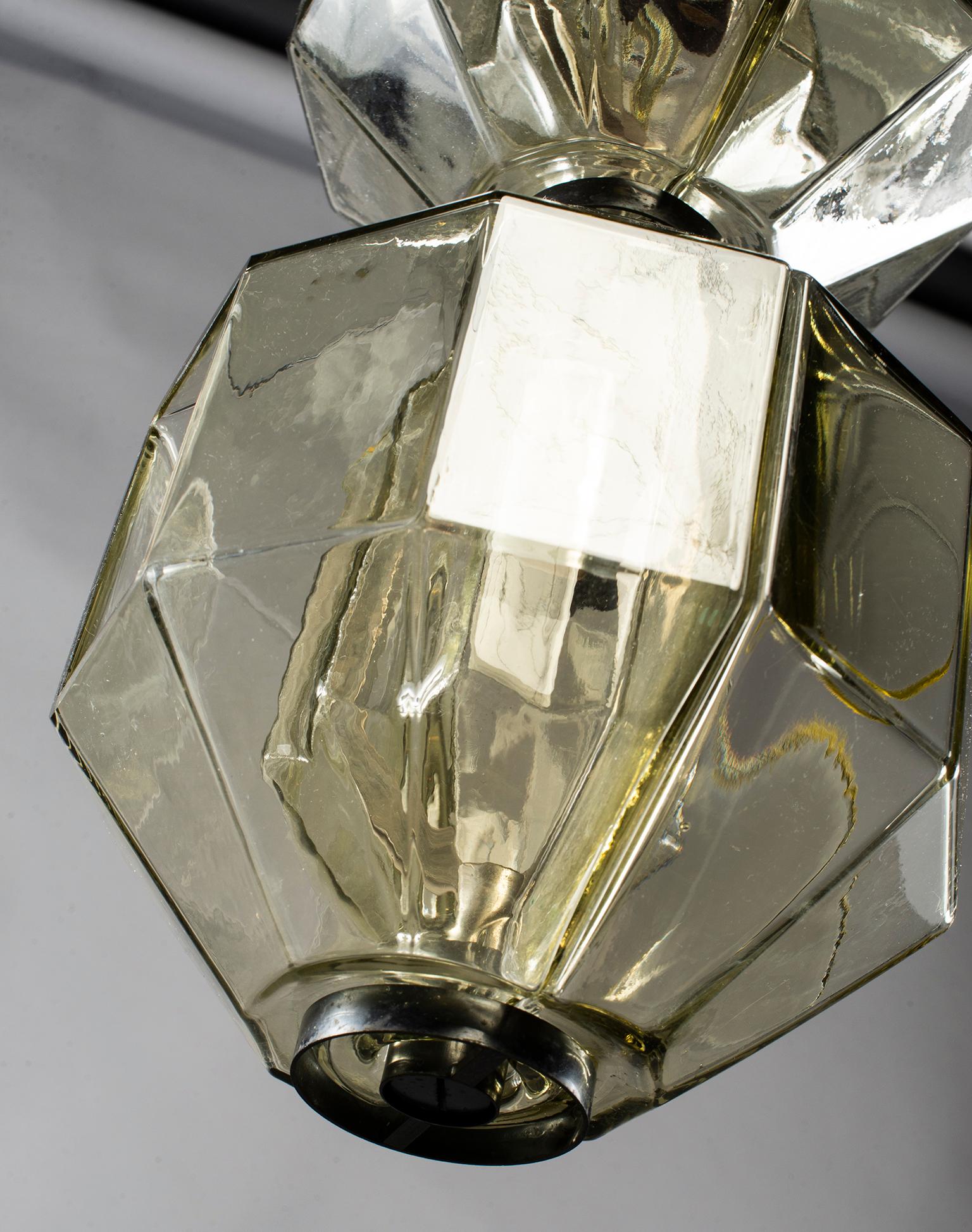 20th Century Vistosi Double Vessel Amber Glass Lantern