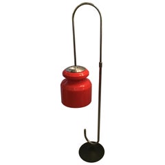 Vistosi Floor Lamp Adjustable in Height Iron Steel Glass Orange Red, 1970