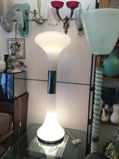 Vistosi Floor Lamp Glass Opale Metal Crome 1970 Italy