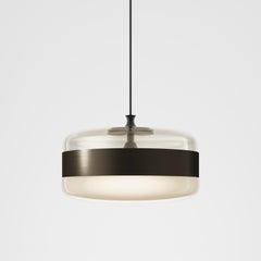 Vistosi Futura Pendant Light in Amber Brass Glass And Matt Black Frame