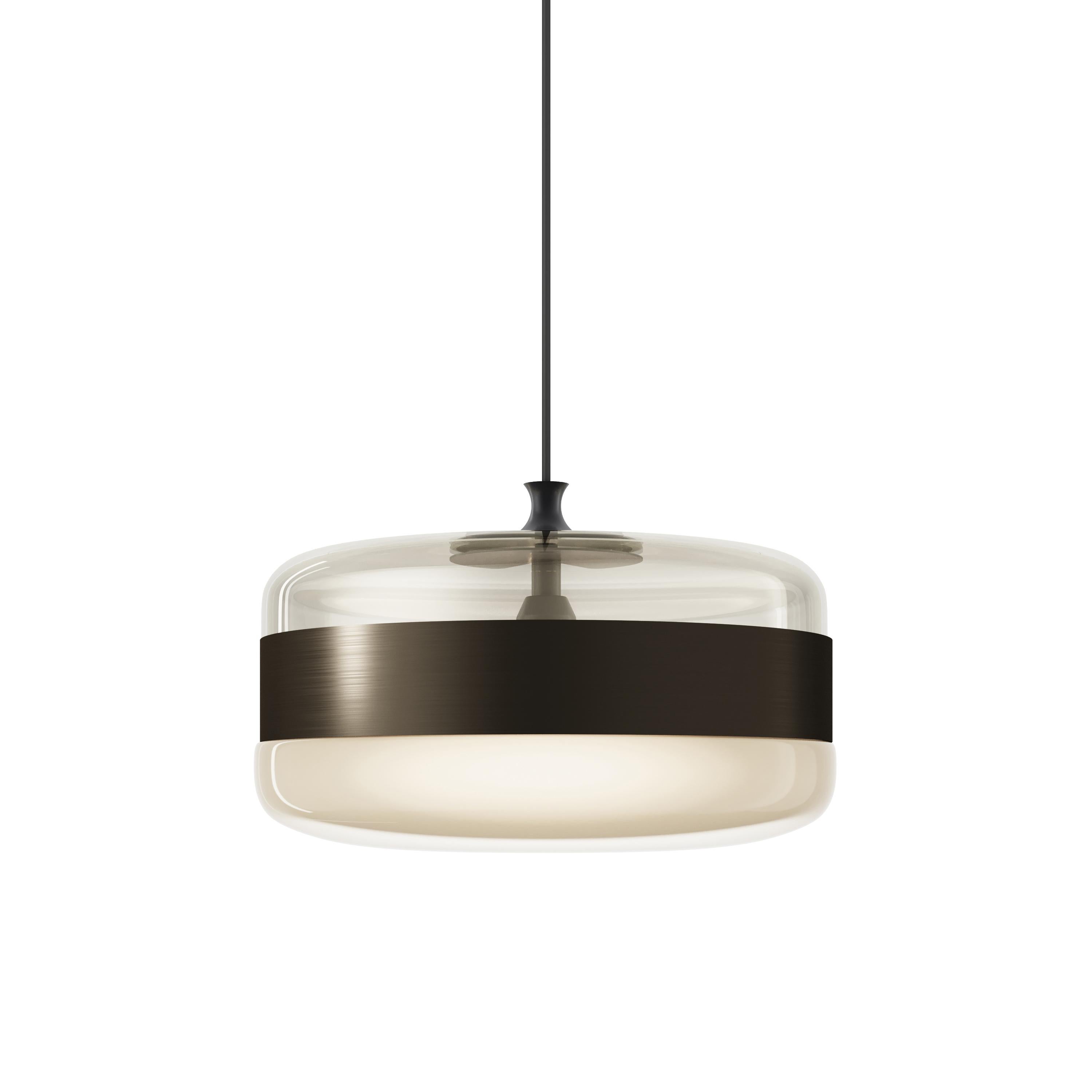 Moderne Vistosi Futura Lights en verre de laiton ambré et cadre noir mat en vente