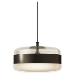 Vistosi Futura Pendant Light in Amber Brass Glass And Matt Black Frame