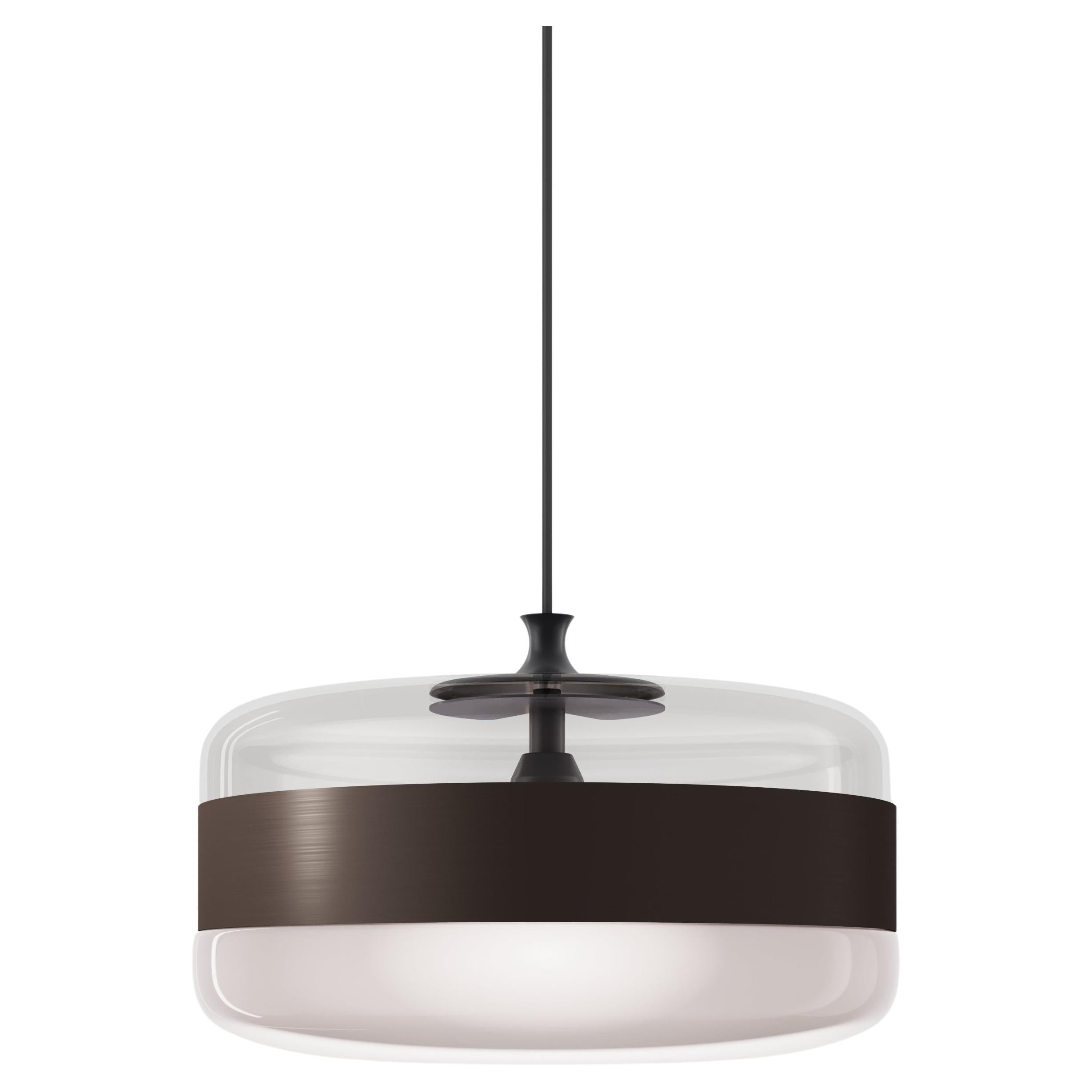 Vistosi Futura Pendant Light in Smoky Brown Glass And Matt Black Frame