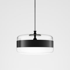 Vistosi Futura-Hängelampe aus weißem, schwarzem Glas und mattschwarzem Rahmen