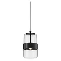 Vistosi Futura Pendant Light in Crystal Black Glass And Matt Black Frame