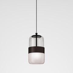 Vistosi Futura Pendelleuchte aus rauchig braunem Glas und mattschwarzem Rahmen