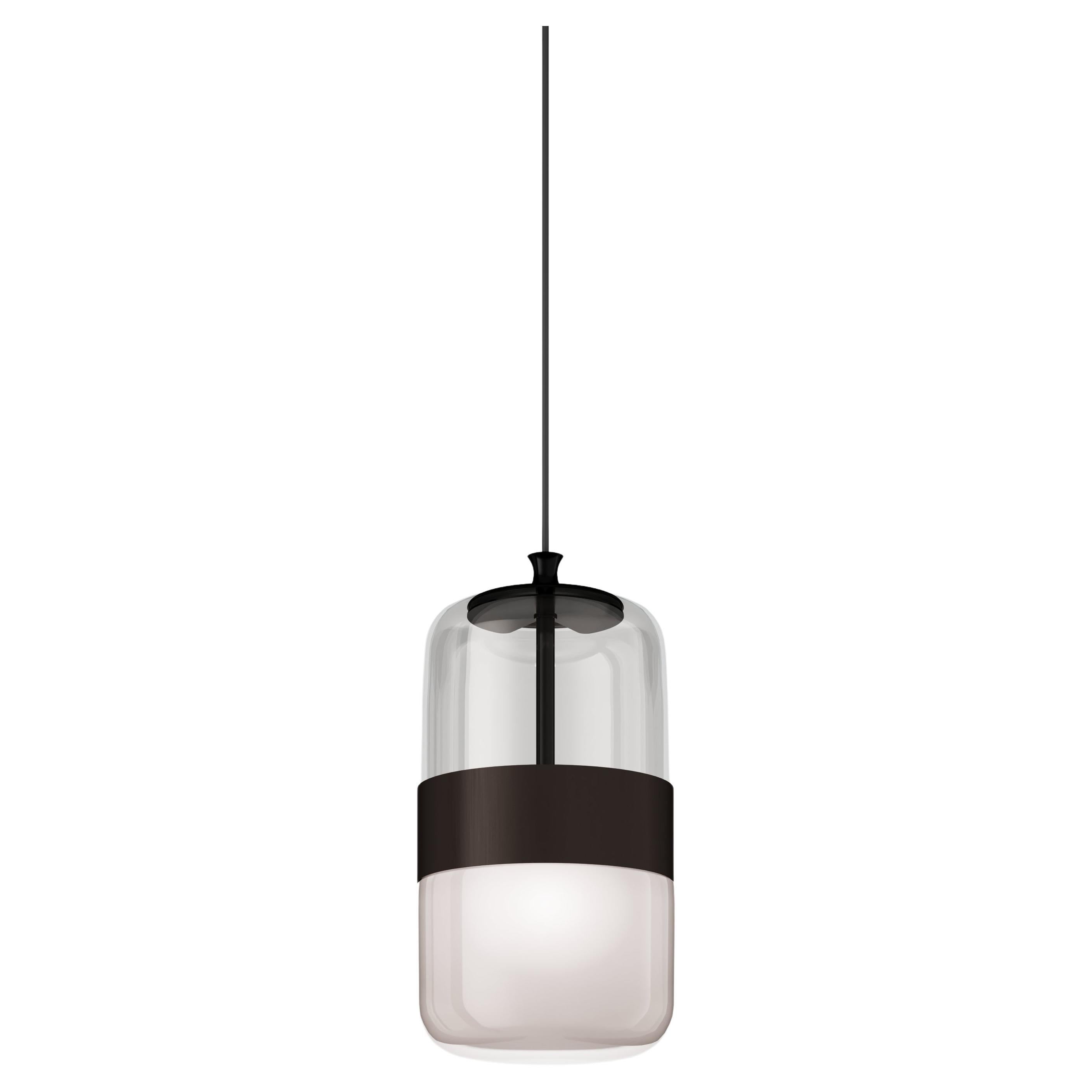 Vistosi Futura Pendant Light in Smoky Brown Glass And Matt Black Frame