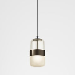Vistosi Futura Pendant Light in Amber Brass Glass And Matt Black Frame