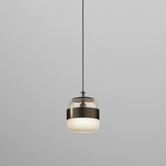 Vistosi Futura Pendant Light in Amber Brass Glass And Matt Black Frame