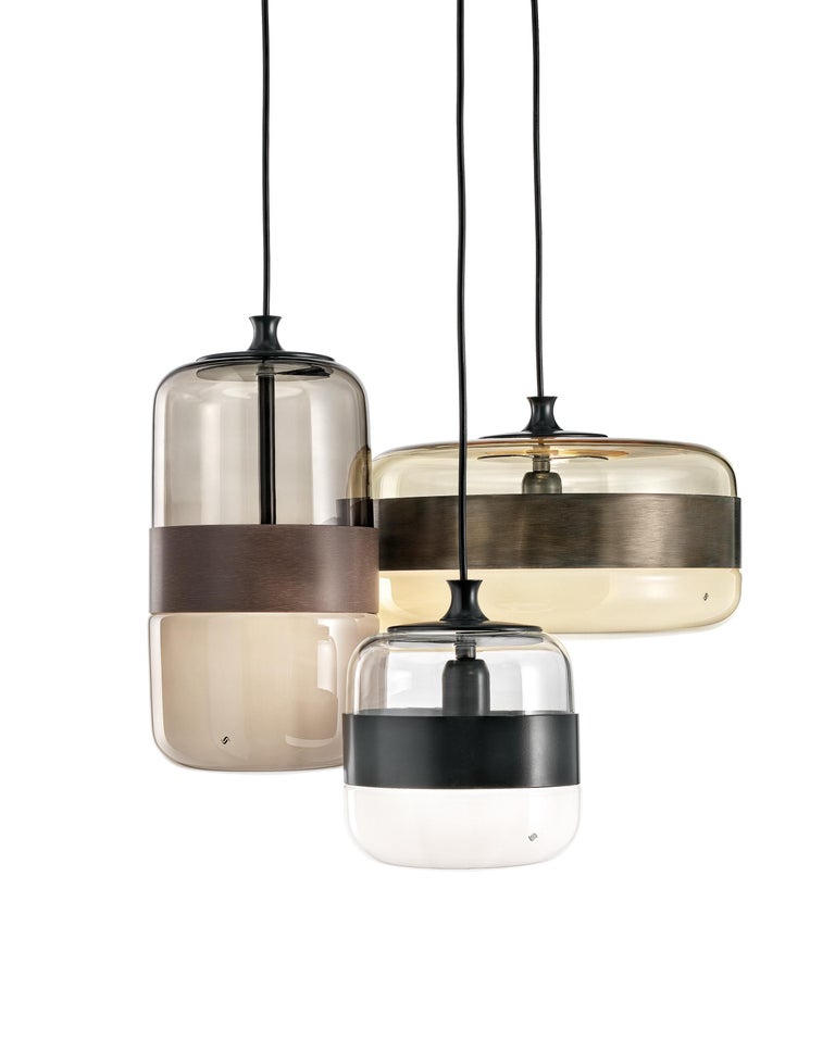 Modern Vistosi Futura Pendant Light in Crystal and Copper by Hangar Design Group For Sale