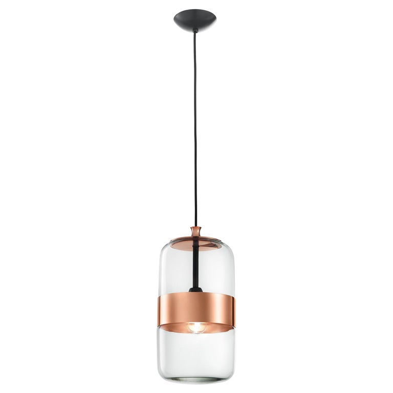 Vistosi Futura Pendant Light in Crystal and Copper by Hangar Design Group For Sale