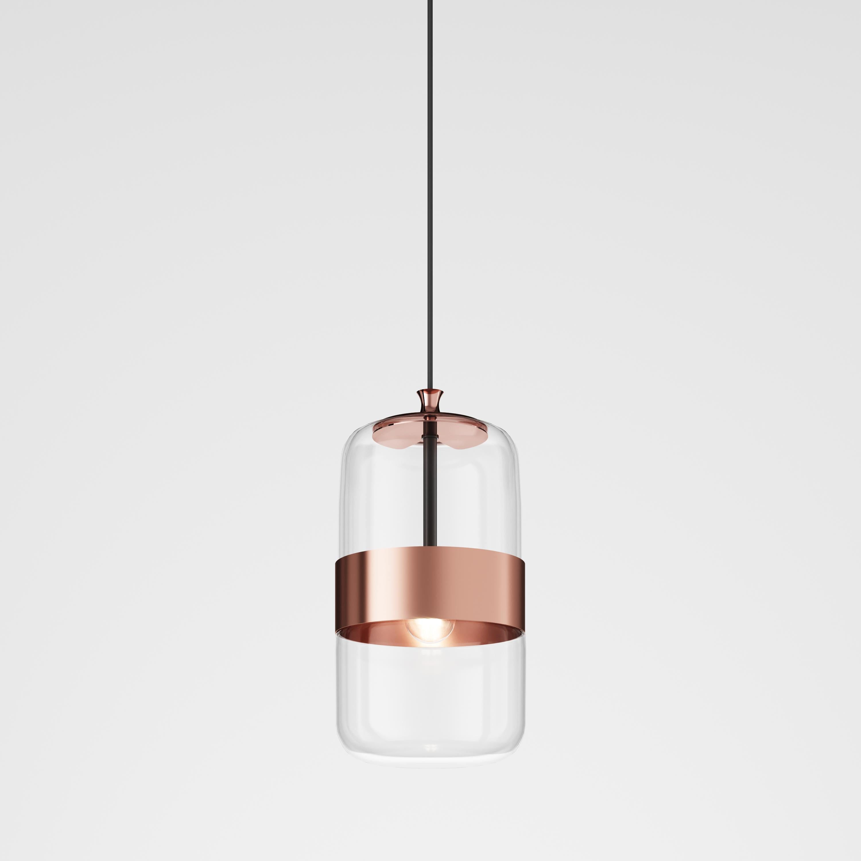 Modern Vistosi Futura Pendant Light in Crystal and Copper For Sale