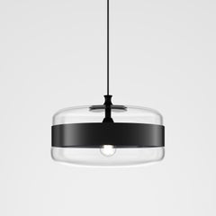 Vistosi Futura-Hängelampe aus schwarzem Kristallglas und mattschwarzem Rahmen