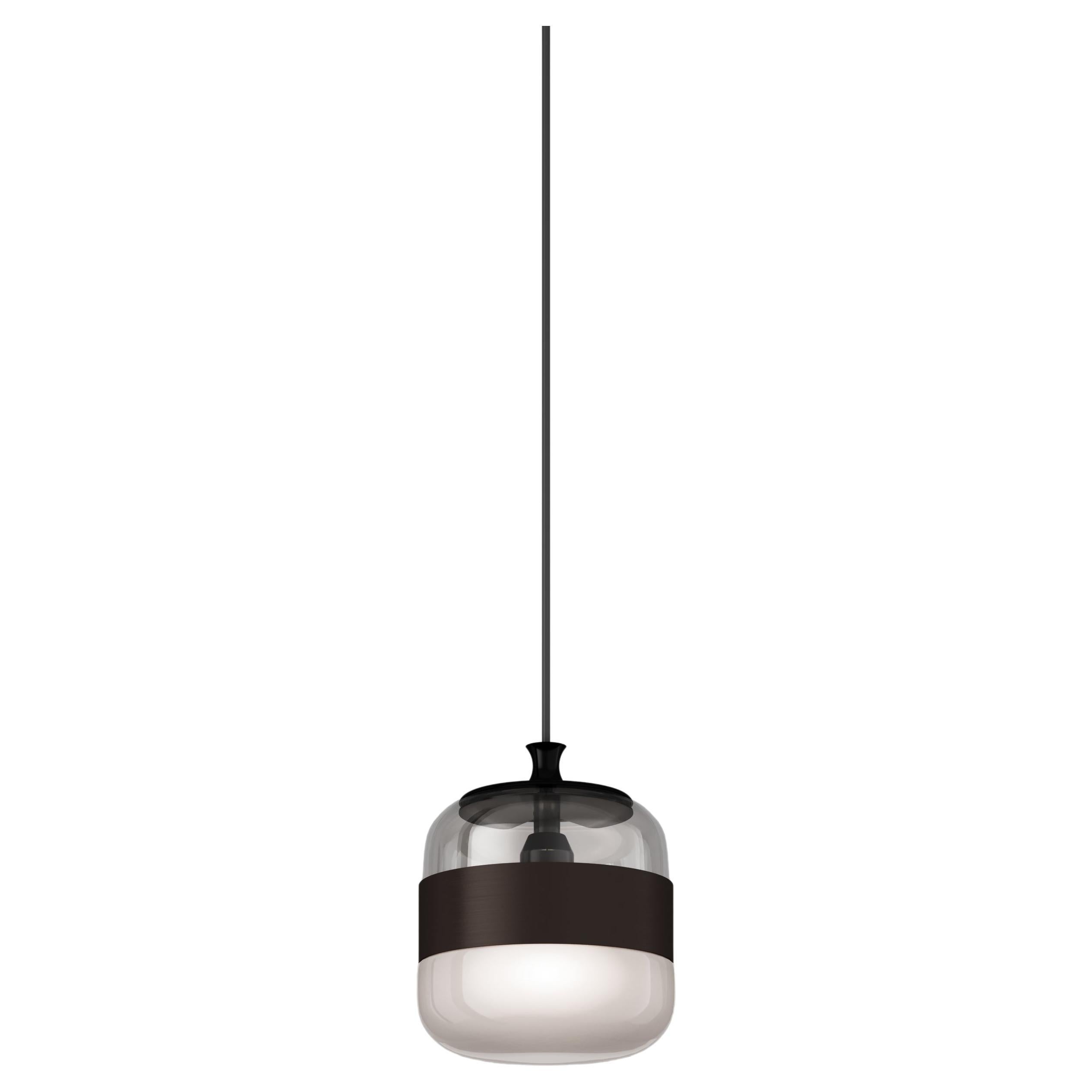 Vistosi Futura Pendant Light in Smoky Brown Glass And Matt Black Frame For Sale