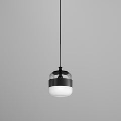Vistosi Futura Pendant Light in White Black Glass And Matt Black Frame