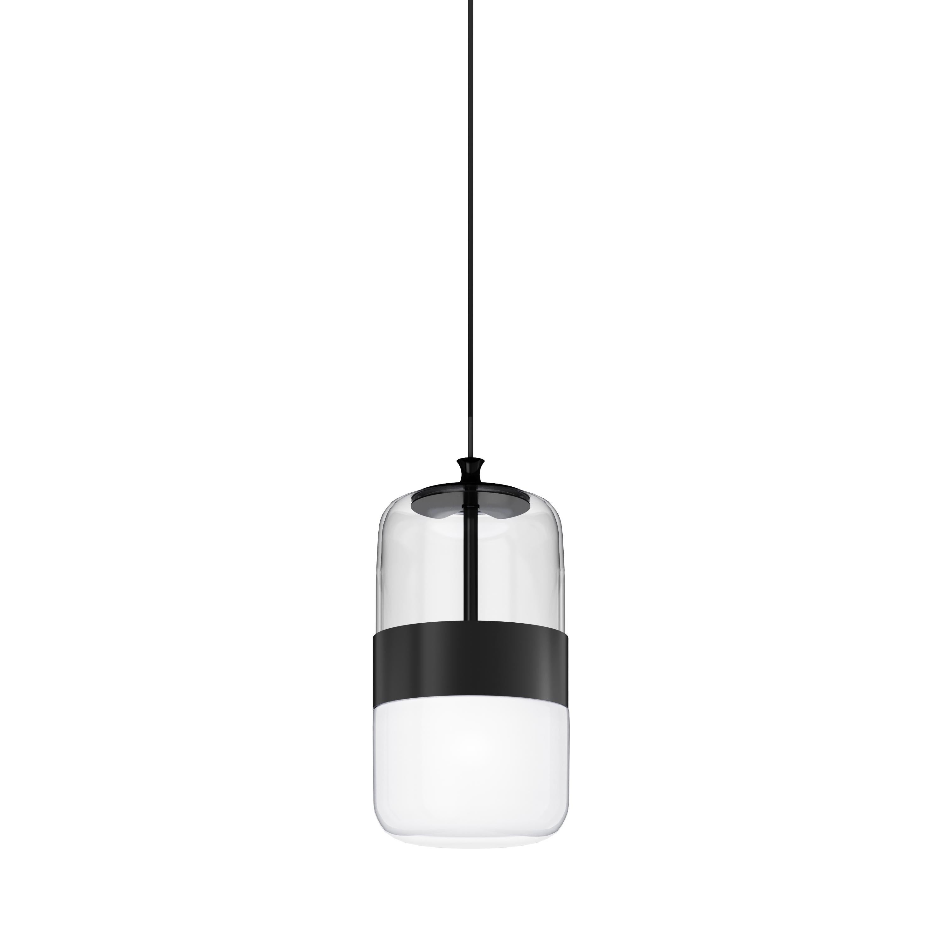 Modern Vistosi Futura Pendant Light in White Black Glass And Matt Black Frame  For Sale