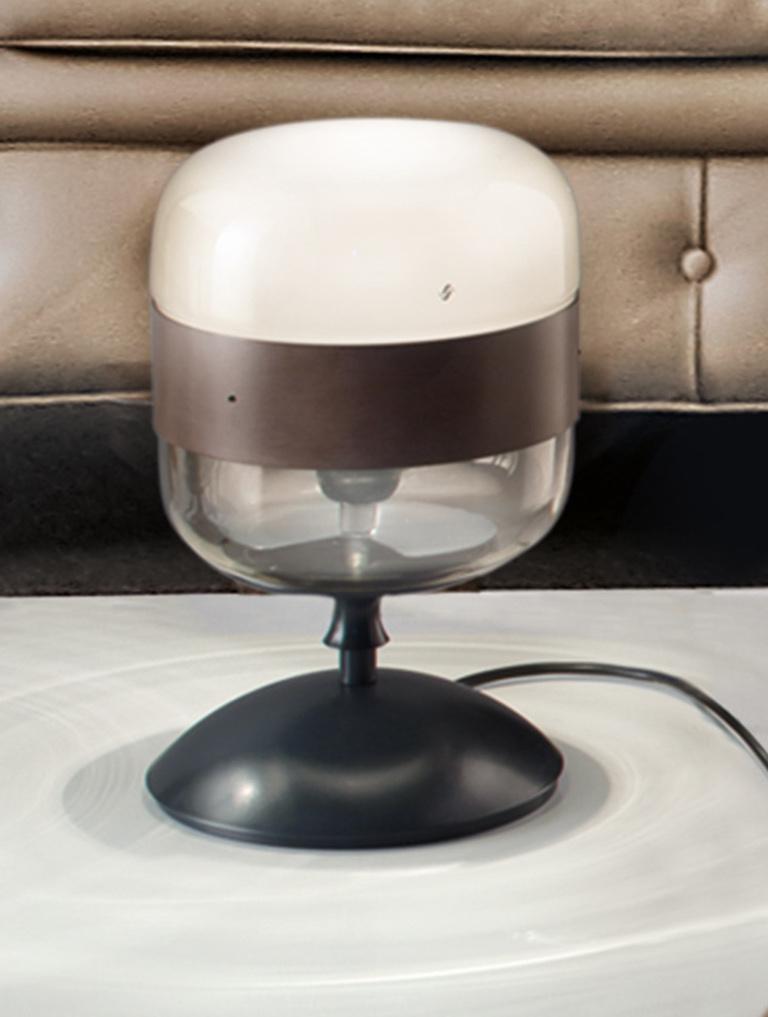 Modern Vistosi Futura Short Table Lamp in Smoke by Hangar Design Group For Sale