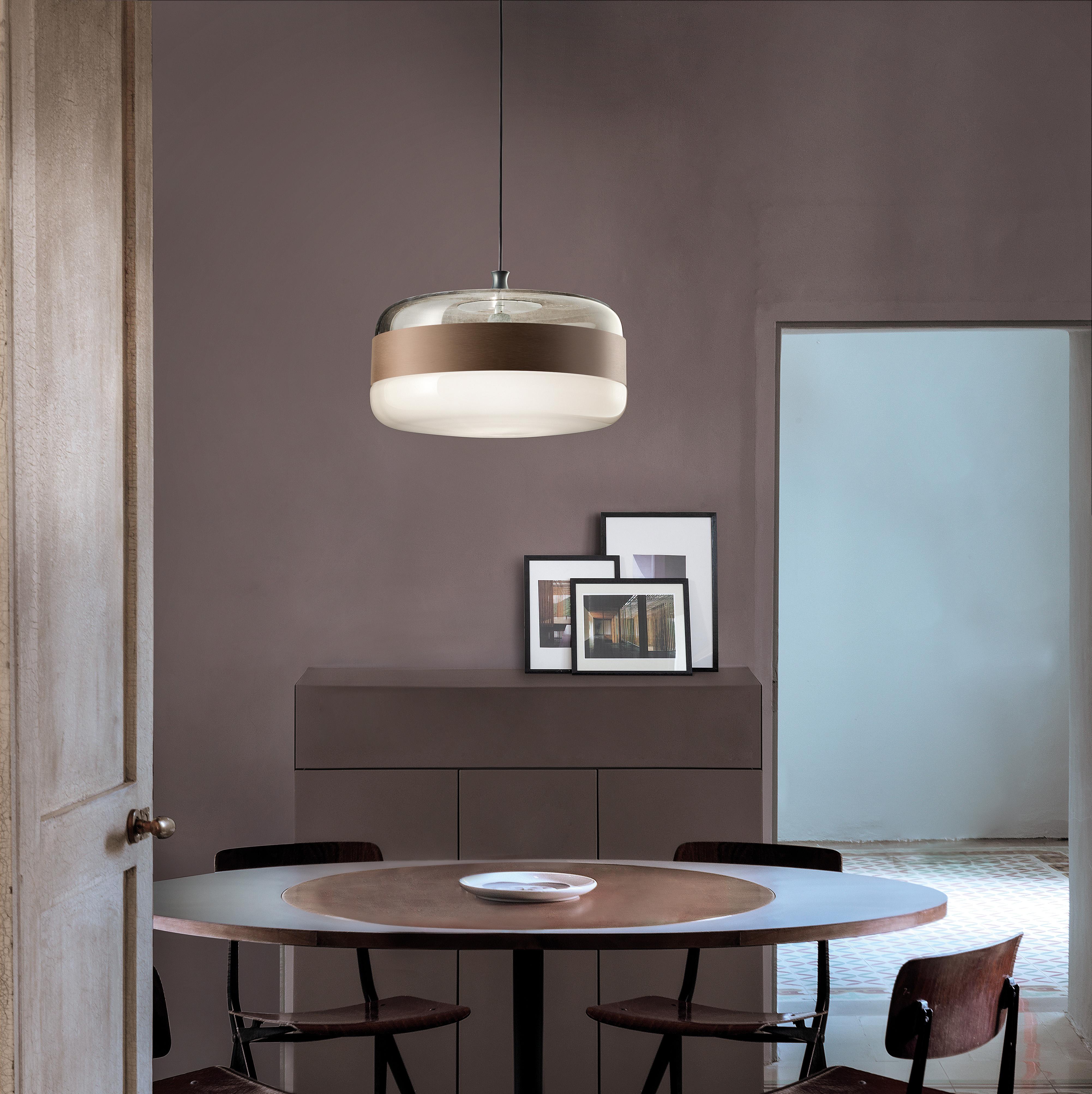 Moderne Lampe à suspension SPG Vistosi Futura en cristal et cuivre par Hangar Design Group en vente