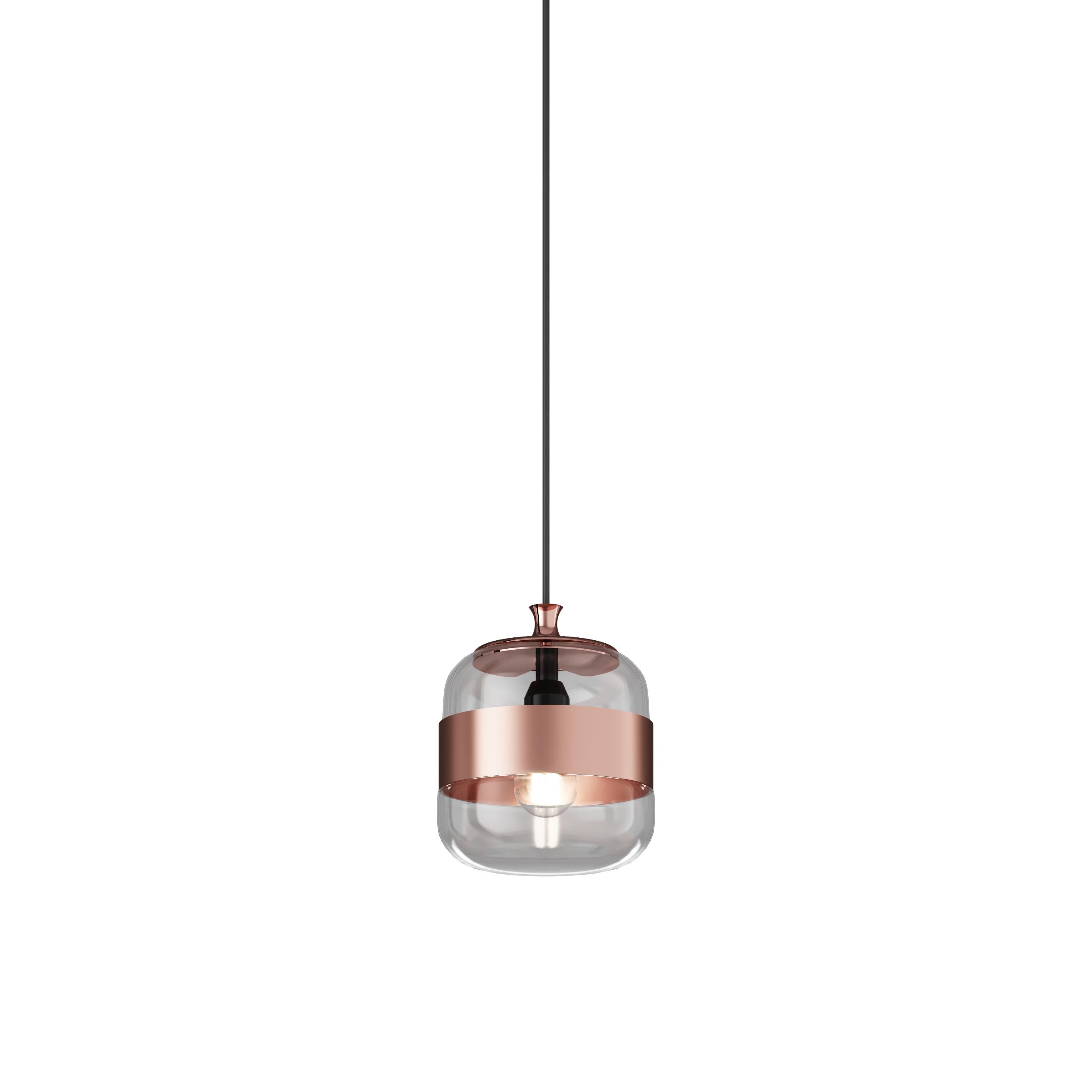 Modern Vistosi Futura Pendant Light in Crystal and Copper For Sale