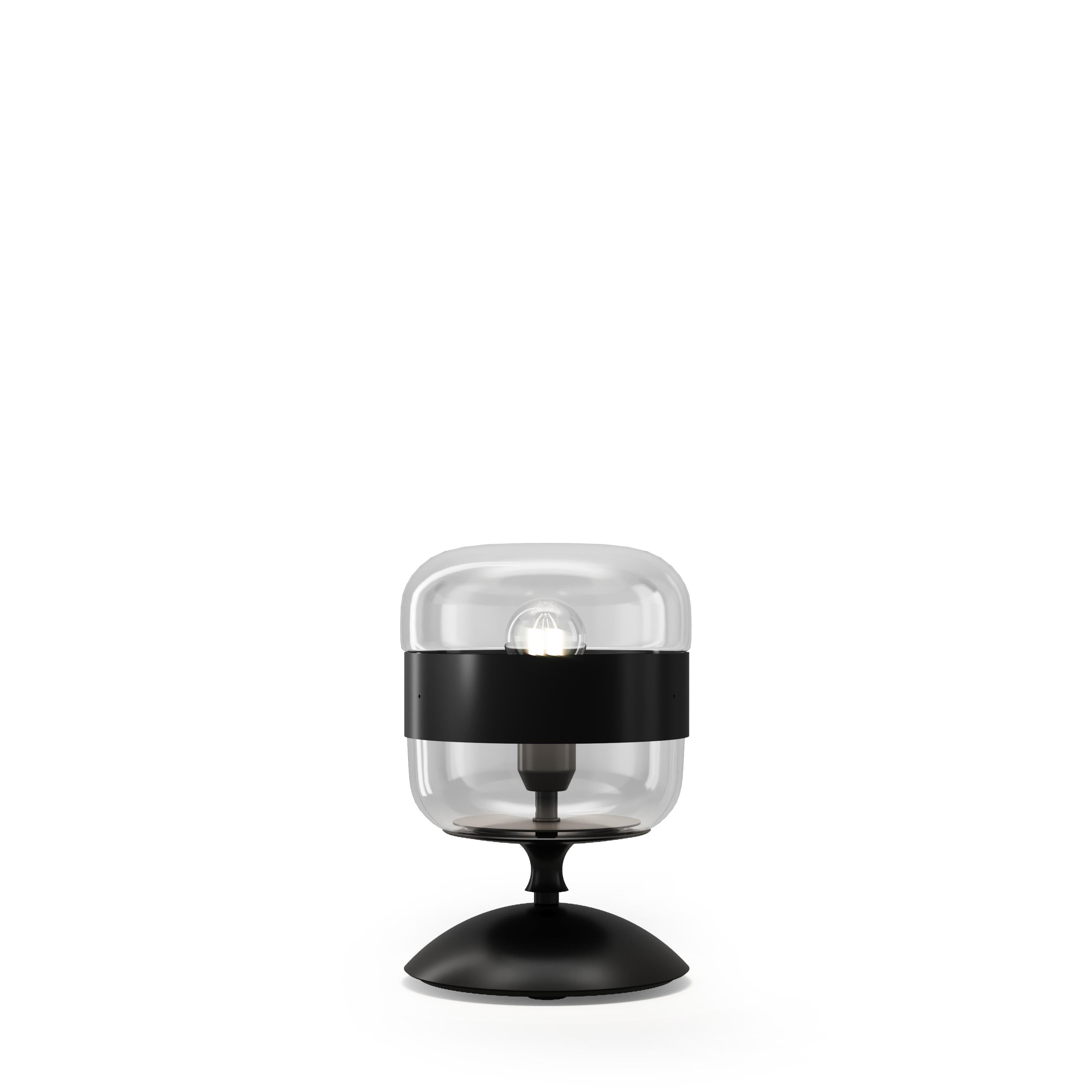 Modern Vistosi Futura Table Lamp in Crystal Black Glass And Matt Black Frame For Sale