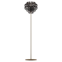 Vistosi Giogali Floor Lamp in Black Glass with Matt Bronze Frame