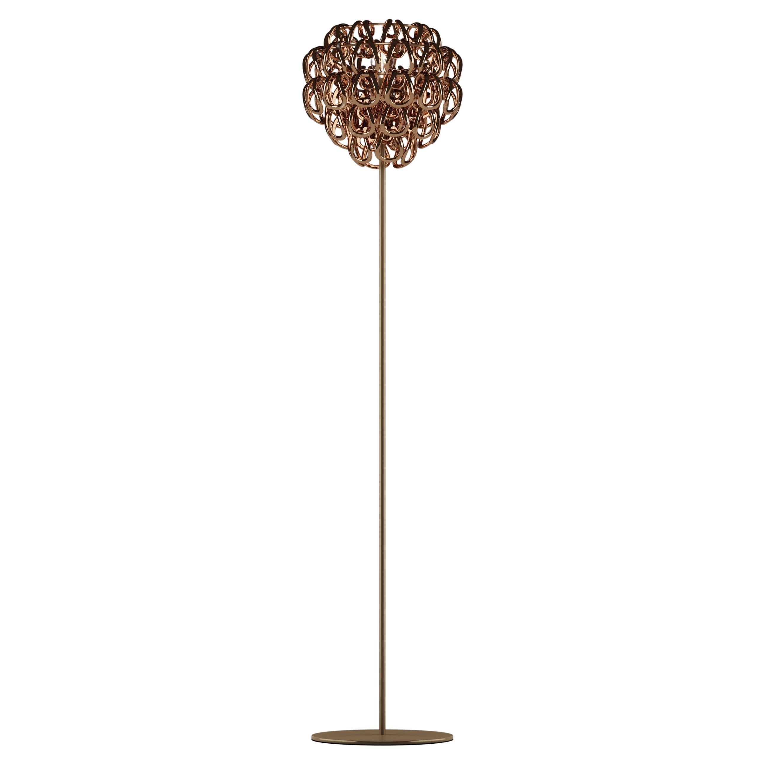 Vistosi Giogali Floor Lamp in Crystal Copper with Matt Bronze Frame For Sale