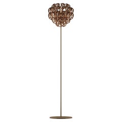 Lampadaire Vistosi Giogali en cuivre et cristal avec cadre en bronze mat