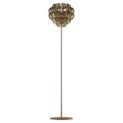 Vistosi Giogali Floor Lamp in Crystal Gold with Matt Bronze Frame
