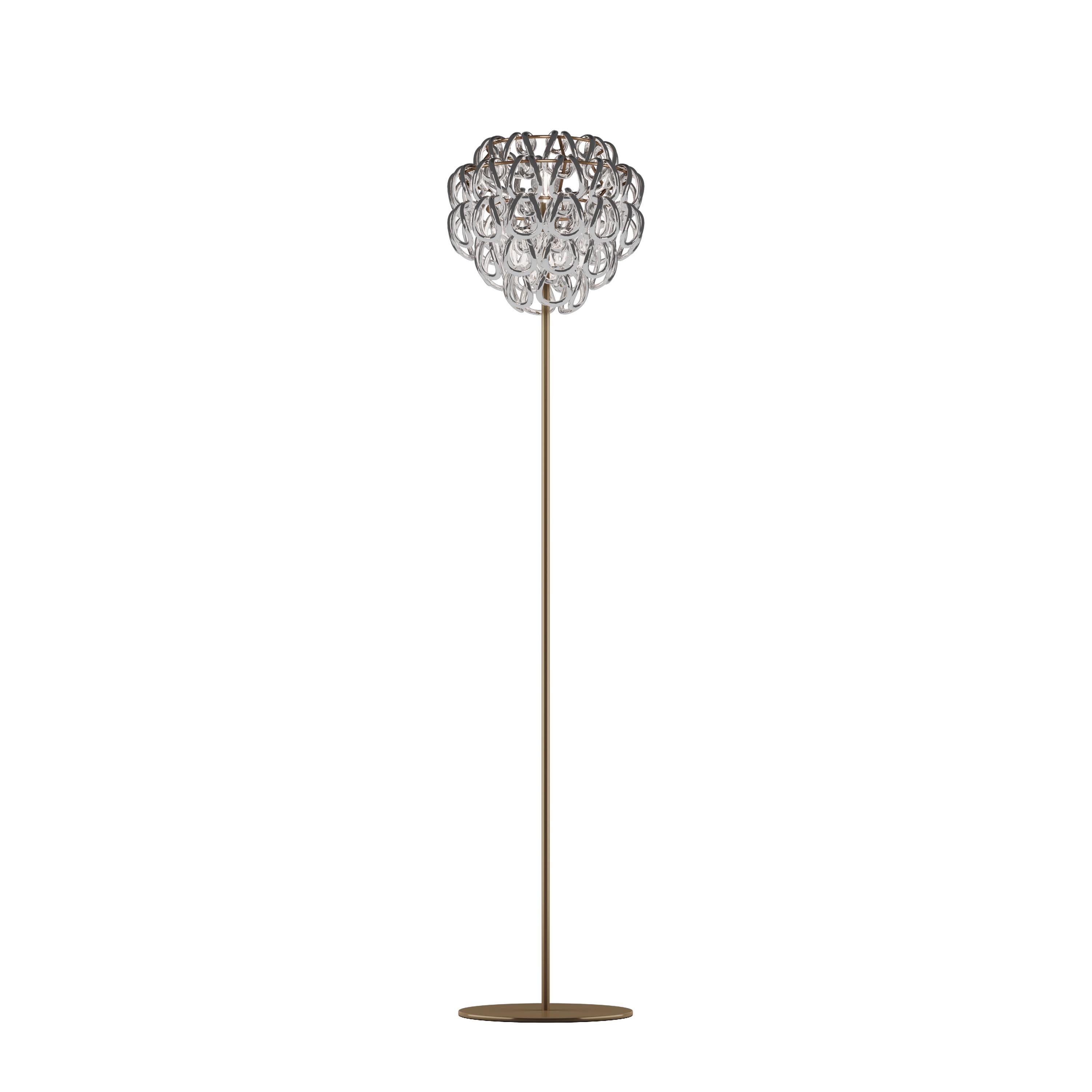 Modern Vistosi Giogali Floor Lamp in Crystal Silver Glass And Matt Bronze Frame For Sale