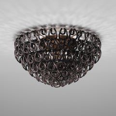 Vistosi Giogali Flush Mount in Black Glass And Matt Bronze Frame