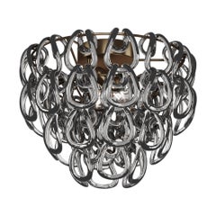Vistosi Giogali Flush Mount in vetro cristallo nichel nero e montatura bronzo opaco