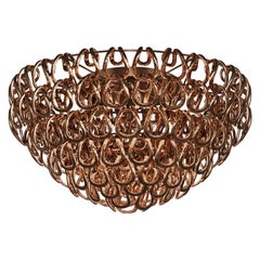 Vistosi Giogali Flush Mount in vetro cristallo rame e cornice bronzo opaco