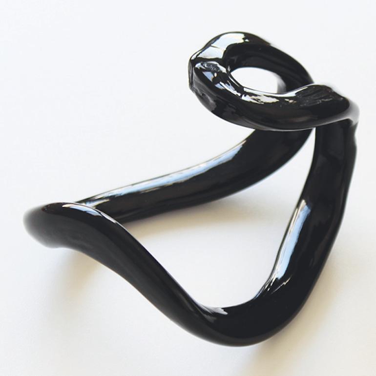 Italian Vistosi Giogali Pendant Light in Black Glass And Matt Bronze Frame For Sale