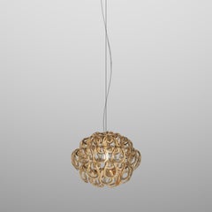 Vistosi Giogali Pendant Light in Crystal Amber Glass And Matt Bronze Frame
