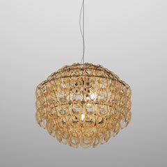 Vistosi Giogali Pendant Light in Crystal Amber Glass And Matt Bronze Frame