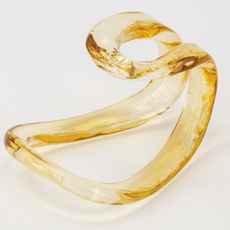 italien Lampe à suspension Vistosi Giogali en verre ambré et cadre en bronze mat en vente