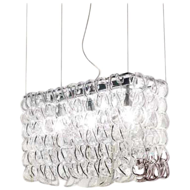 Lampe à suspension Vistosi Giogali en cristal et transparent par Angelo Mangiarotti