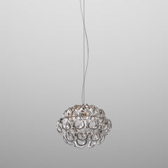 Vistosi Giogali Pendant Light in Crystal Silver Glass And Matt Bronze Frame