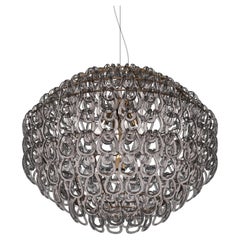 Vistosi Giogali Pendant Light in Crystal Smoky Glass And Matt Bronze Frame